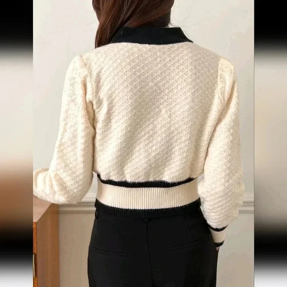 Contrast Trim Button Front Cardigan - Picture 3 of 9